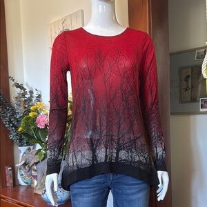 NWT northern reflections size small sheer Red and Black Long Sleeve Top